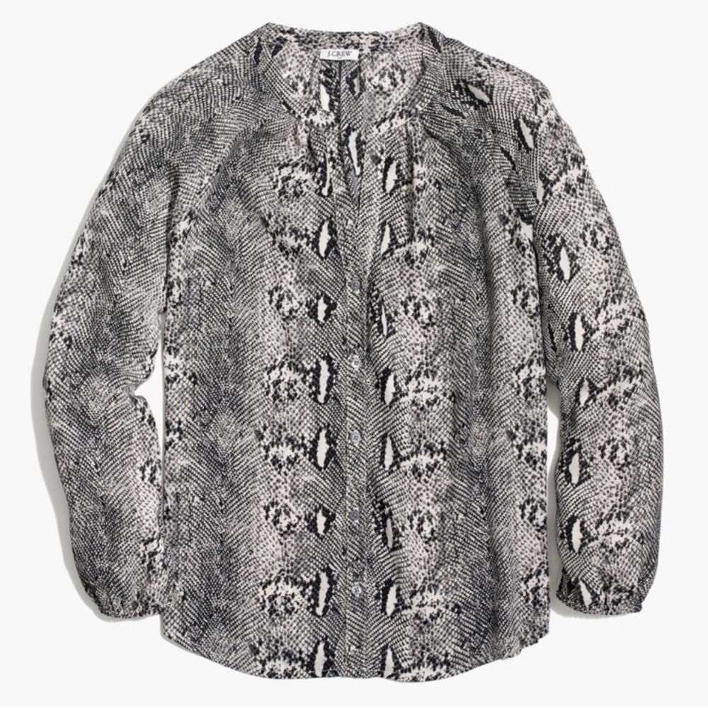 J. Crew snakeskin print button down blouse in size XS